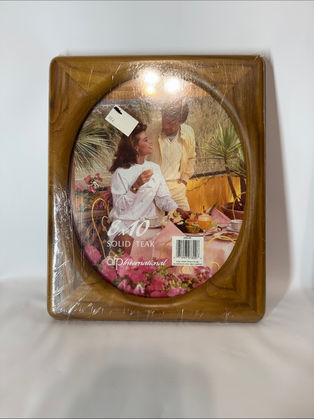 Vintage AFP International 8x10 Solid Teak Wood Picture Frame Oval MCM NOS Sealed